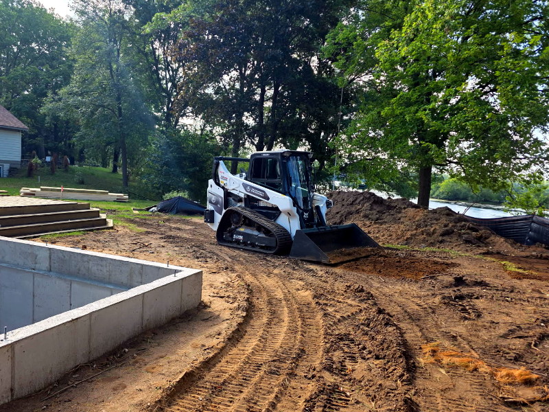 Site preparation process with heavy machinery